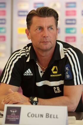 Pressekonferenz des 1. FFC Frankfurt am Montag (11.05.2015) im Frankfurter relexa-Hotel anlässlich des Finales in der UEFA Women s Champions League gegen Paris Saint-Germain am 14. Mai in Berlin. Cheftrainer Colin Bell (1. FFC Frankfurt).