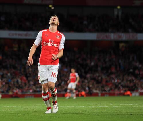 Aktuell Fußball, England, Premier League, FC Arsenal - Swansea City Arsenal s Aaron Ramsey looks on dejected after a missed chance Barclays Premier League - Arsenal vs Swansea City - Emirates Stadium - England - 11th May 2015 - Picture David Klein Sportimage EDITORIAL USE ONLY. No use with unauthorised audio, video, data, fixture lists, club league logos or live services. Online in-match use limited to 120 images, no video emulation. No use in betting, games or single club league player publications.