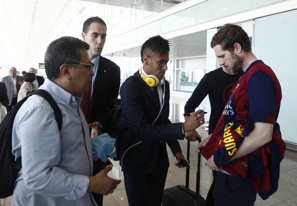Departure of FC Barcelona at Munich. In this picture, Neymar. xFRANCESCxADELANTADOx 