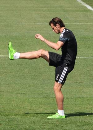 Aktuell Fußball, Champions League, Training FC Real Madrid ESPANA, MADRID 12 APR: Gareth Bale training in Ciudad Deportiva Real Madrid (Valdebebas), for the next match Champions League 2014 15 Real Madrid VS Juventus in Stadium Santiago Bernabeu (Madrid). 12th of April 2015 (Madrid). (Isa Saiz Cordon Press). 