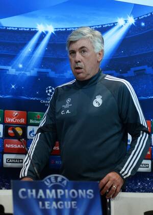 ESPANA, MADRID 12 MAY: James, Ancelotti, rueda de prensa in Ciudad Deportiva Real Madrid (Valdebebas), for the next match Champions League 2014 15 Real Madrid VS Juventus in Stadium Santiago Bernabeu (Madrid). 12th of May 2015 (Madrid). (Isa Saiz Cordon Press). 