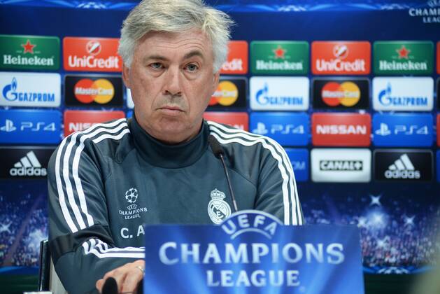 ESPANA, MADRID 12 MAY: James, Ancelotti, rueda de prensa in Ciudad Deportiva Real Madrid (Valdebebas), for the next match Champions League 2014 15 Real Madrid VS Juventus in Stadium Santiago Bernabeu (Madrid). 12th of May 2015 (Madrid). (Isa Saiz Cordon Press). 