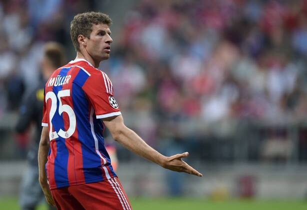 FUSSBALL CHAMPIONS LEAGUE SAISON 2014 2015 HALBFINALE RUECKSPIEL FC Bayern Muenchen - FC Barcelona Barca 12.05.2015 Thomas Mueller (FC Bayern Muenchen) emotional 