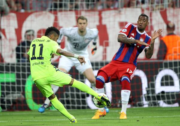 Champions League , Halbfinale, Rückspiel, Saison 2014 2015, Herren, 12.05.2015, FC Bayern München - FC Barcelona Barca Barca v.l. Aktion, Tor zum 1-2, Torschuetze, Neymar, FC Barcelona, Barca, Manuel Neuer, FC Bayern München, Jerome Boateng, FC Bayern München,