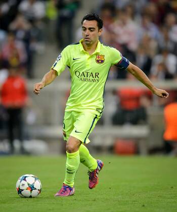 12. Mai 2015: Muenchen, Allianz Arena: Fussball UEFA Champions League, Halbfinale: FC Bayern Muenchen - FC Barcelona Barca Barcelonas Xavi Hernandez am Ball.