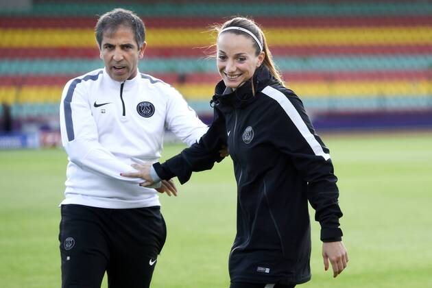May 13, 2015 - Berlin, - 150513 Paris Saint Germain PSG coach Farid Benstiti and Kosovare Asllani Champions League 13.5.2015 - Berlin..Foto: JohannaxLundberg kod JL 135372 News - May 13, 2015  - ZUMAb138