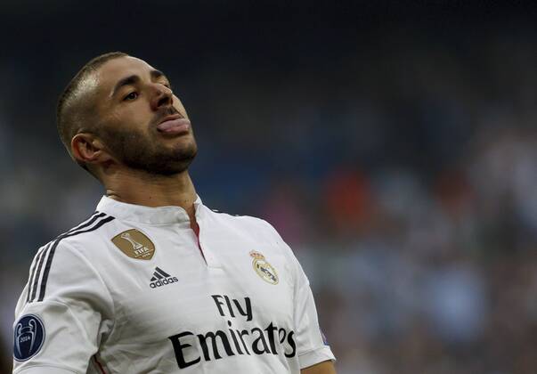 May 13, 2014 - Madrid, Spain - Real Madrid s French forward Karim Benzema laments a missed opportunity during the Champions League 2014 15 semifinals second leg match between Real Madrid and Juventus, at Santiago Bernabeu Stadium in Madrid on May 13, 2015. UEFA Champions League 2014 15: REAL MADRID vs JUVENTUS  - ZUMAn230