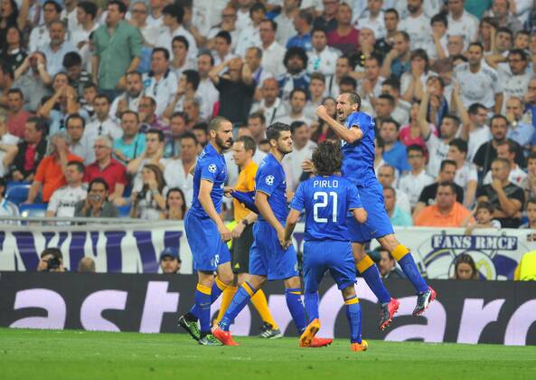 13.05.2015, Fussball UEFA Champions League 1 2 Finale, Real Madrid - Juventus Turin, v.l. Alvaro Morata (Juventus) Celebration of 1-1