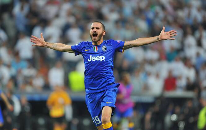 13.05.2015, Fussball UEFA Champions League 1 2 Finale, Real Madrid - Juventus Turin, v.l. Leonardo Bonucci (Juventus) - Celebration