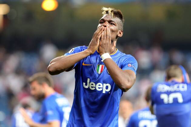 May 13, 2015 - Madrid, Spain - PAUL POGBA of Juventus celebrates after the UEFA Champions League semi final second leg match between Real Madrid CF and Juventus at the Santiago Bernabeu stadium in Madrid, Spain. Soccer 2015 - Real Madrid ties Juventus 1-1 - ZUMAg147