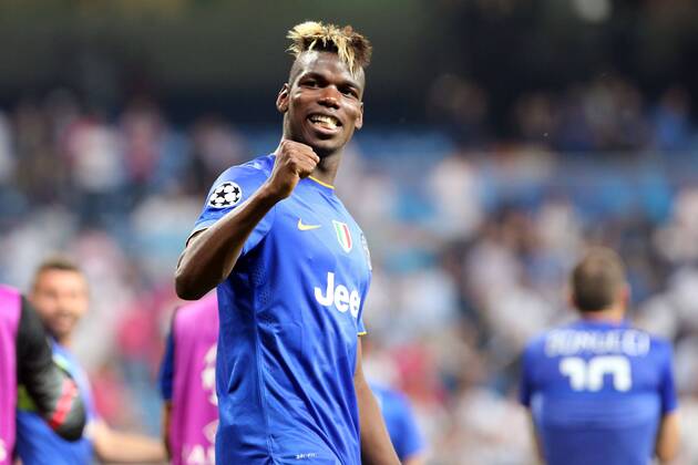 May 13, 2015 - Madrid, Spain - PAUL POGBA of Juventus celebrates after the UEFA Champions League semi final second leg match between Real Madrid CF and Juventus at the Santiago Bernabeu stadium in Madrid, Spain. Soccer 2015 - Real Madrid ties Juventus 1-1 - ZUMAg147