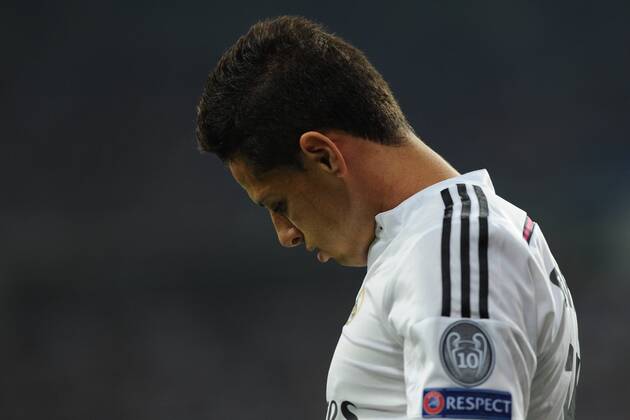 Real Madrid Forward, Javier Hernandez - CHICHARITO, number 14 . Round semifinal of the CHAMPIONS league match between Real Madrid - Juventus at the Santiago Bernabeu estadium Madrid - Spain by May 13 2015. 