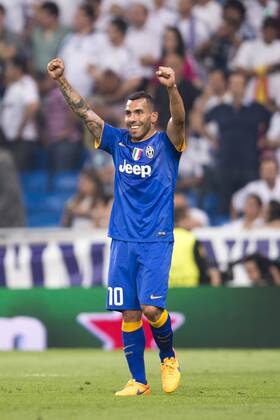 Carlos Tevez (Juventus), MAY 13, 2015 - Football Soccer : Carlos Tevez of Juventus celebrates after the UEFA Champions League Semi-final 2nd leg match between Real Madrid 1-1 Juventus at Estadio Santiago Bernabeu in Madrid, Spain. NoxThirdxPartyxSales  (ptmb075295)