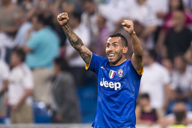 Carlos Tevez (Juventus), MAY 13, 2015 - Football Soccer : Carlos Tevez of Juventus celebrates after the UEFA Champions League Semi-final 2nd leg match between Real Madrid 1-1 Juventus at Estadio Santiago Bernabeu in Madrid, Spain. NoxThirdxPartyxSales  (ptmb075296)