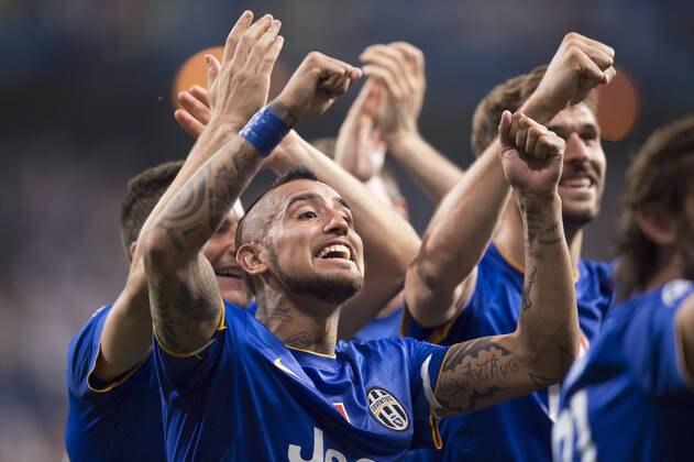 Arturo Vidal (Juventus), MAY 13, 2015 - Football Soccer : Arturo Vidal of Juventus celebrates after the UEFA Champions League Semi-final 2nd leg match between Real Madrid 1-1 Juventus at Estadio Santiago Bernabeu in Madrid, Spain. NoxThirdxPartyxSales  (ptmb075319)