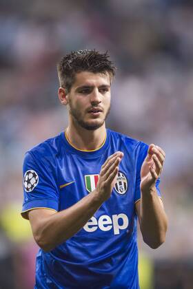 Alvaro Morata (Juventus), MAY 13, 2015 - Football Soccer : Alvaro Morata of Juventus celebrates after the UEFA Champions League Semi-final 2nd leg match between Real Madrid 1-1 Juventus at Estadio Santiago Bernabeu in Madrid, Spain. NoxThirdxPartyxSales  (ptmb075322)