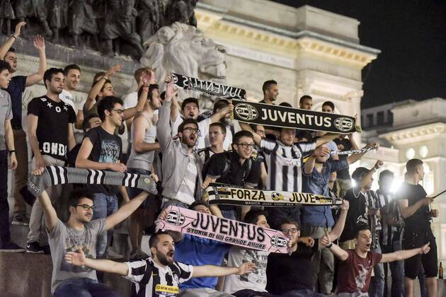 Milan, Juventus fans celebrating . Juventus won and qualify for the Champions league final in Berlin  x