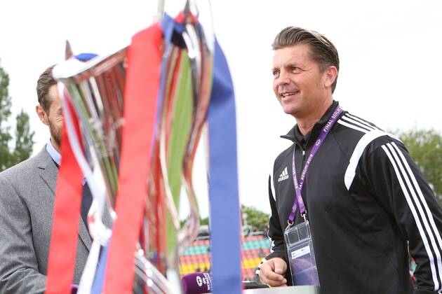 14.05.2015, xjfx, Fussball UEFA Champions League Womans, 1.FFC Frankfurt - FC Paris St. Germain , v.l. Trainer Head Coach Colin Bell (1.FFC Frankfurt)