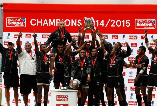 17.05.2015. Twickenham, London England. Fiji Team picture as Overall Sevens World Series Champions 2015 - Day 2 at Marriott London Sevens 2015, HSBC Sevens World Series 2015 at Twickenham Stadium, London England. xMartinxSerasxLimax  ActionPlus11622204