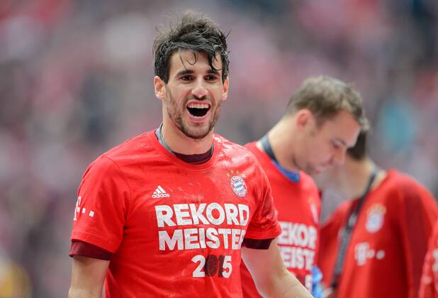 23. Mai 2015: Muenchen, Allianz Arena: Fussball 1. Bundesliga, 34. Spieltag: FC Bayern Muenchen - FSV Mainz 05: Muenchens Javi Martinez.