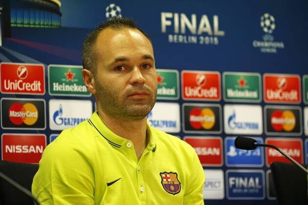 BARCELONA -june 02- SPAIN: Andres Iniesta in the press conference PK Pressekonferenz after the training before the Champions League final between Juventus. 