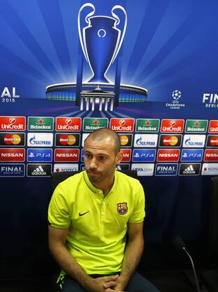 BARCELONA -june 02- SPAIN: Javier Mascherano in the press conference PK Pressekonferenz after the training before the Champions League final between Juventus. 