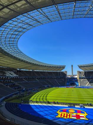 Vorschau UEFA Champions League, Finale Stadion, Fussballstadion, Tribuenen, Zuschauertribuene, Innenansicht, Architektur Rasen, innen FC Barcelona Barca - JUVENTUS TURIN ( - ) Fussball UEFA Champions League, Finale, im Olympiastadion Berlin, Deutschland am 05.06.2016 CL Saison 2014 2015