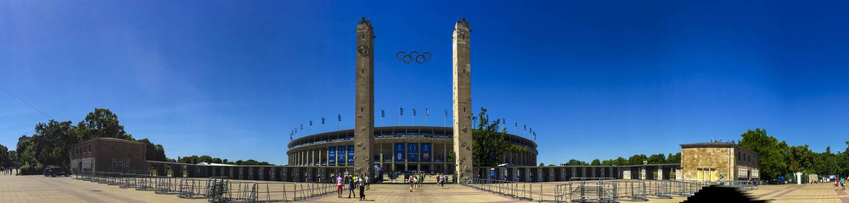 Olympischer Platz, Olympische Ringe Vorschau UEFA Champions League, Finale Stadion, Fussballstadion, Tribuenen, Zuschauertribuene, Innenansicht, Architektur Rasen, innen Panoramafoto iphone FC Barcelona Barca - JUVENTUS TURIN ( - ) Fussball UEFA Champions League, Finale, im Olympiastadion Berlin, Deutschland am 05.06.2016 CL Saison 2014 2015