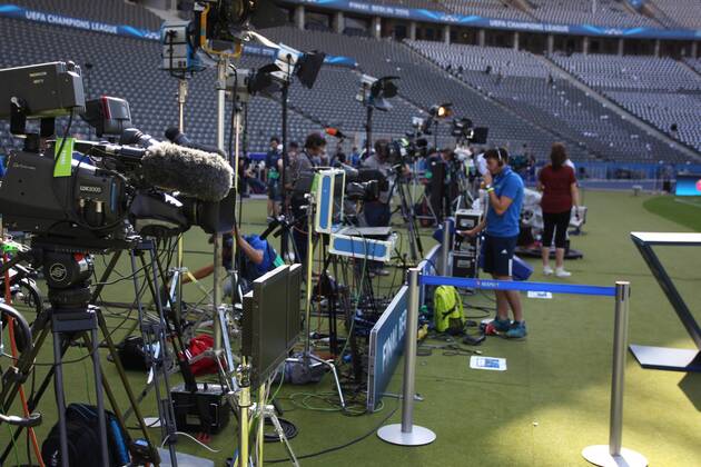 SOCCER - CL, Barcelona vs Turin, preview BERLIN,GERMANY,05.JUN.15 - SOCCER - UEFA Champions League Final, FC Barcelona Barca vs Juventus Turin, preview. Image shows TV cameras. GEPAxpictures xMathiasxMandl