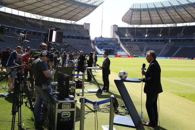 SOCCER - CL, Barcelona vs Turin, preview BERLIN,GERMANY,05.JUN.15 - SOCCER - UEFA Champions League Final, FC Barcelona Barca vs Juventus Turin, preview. Image shows TV cameras. GEPAxpictures xMathiasxMandl