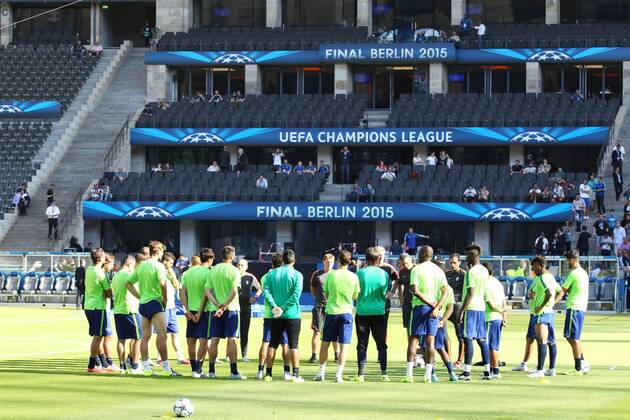 SOCCER - CL, Barcelona vs Turin, preview BERLIN,GERMANY,05.JUN.15 - SOCCER - UEFA Champions League Final, FC Barcelona Barca vs Juventus Turin, preview, final training Juventus Turin. Image shows the team of Turin. GEPAxpictures xMathiasxMandl