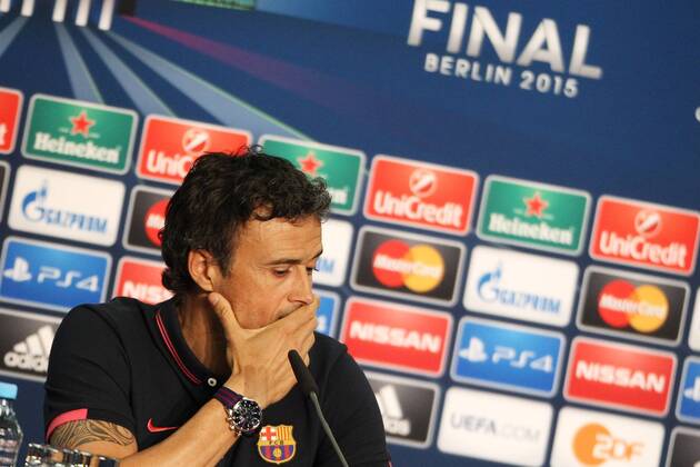 SOCCER - CL, Barcelona vs Turin, preview BERLIN,GERMANY,05.JUN.15 - SOCCER - UEFA Champions League Final, FC Barcelona Barca vs Juventus Turin, preview, press conference PK Pressekonferenz FC Barcelona. Image shows head coach Luis Enrique Martinez (Barcelona). GEPAxpictures xMathiasxMandl