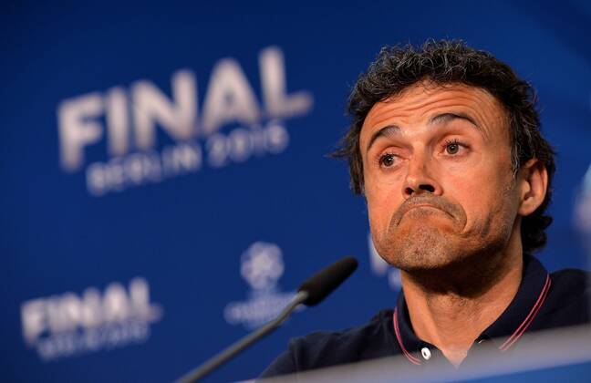 05.06.2015, xfux, Fussball Champions League, Juventus Turin - FC Barcelona Barca Mediaday, v.l. Luis Enrique (Trainer Head Coach FC Barcelona) PK Pressekonferenz Presse Press press conferencene news conference