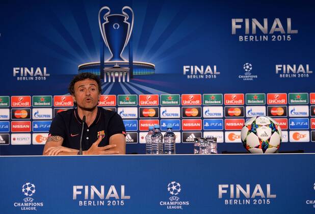 05.06.2015, xfux, Fussball Champions League, Juventus Turin - FC Barcelona Barca Mediaday, v.l. Luis Enrique (Trainer Head Coach FC Barcelona) PK Pressekonferenz Presse Press press conferencene news conference