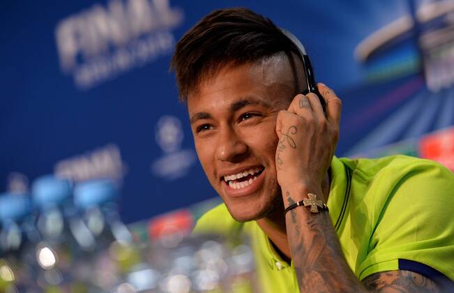 05.06.2015, xfux, Fussball Champions League, Juventus Turin - FC Barcelona Barca Mediaday, v.l. Neymar (FC Barcelona) PK Pressekonferenz Presse Press press conferencene news conference
