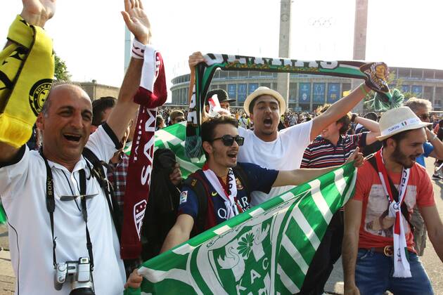 SOCCER - CL, Barcelona vs Juventus BERLIN,GERMANY,06.JUN.15 - SOCCER - UEFA Champions League Final, FC Barcelona Barca vs Juventus Turin. Image shows fans. GEPAxpictures xMathiasxMandl