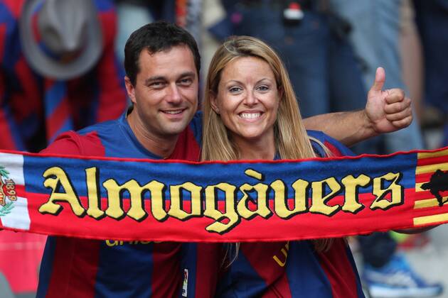 Barcelona fans - Juventus Turin vs. FC Barcelona - Champion s League Final - Olympic Stadium - Berlin - Germany - 06 06 2015 Pic Philip Oldham Sportimage EDITORIAL USE ONLY. No use with unauthorised audio, video, data, fixture lists, club league logos or live services. Online in-match use limited to 120 images, no video emulation. No use in betting, games or single club league player publications.