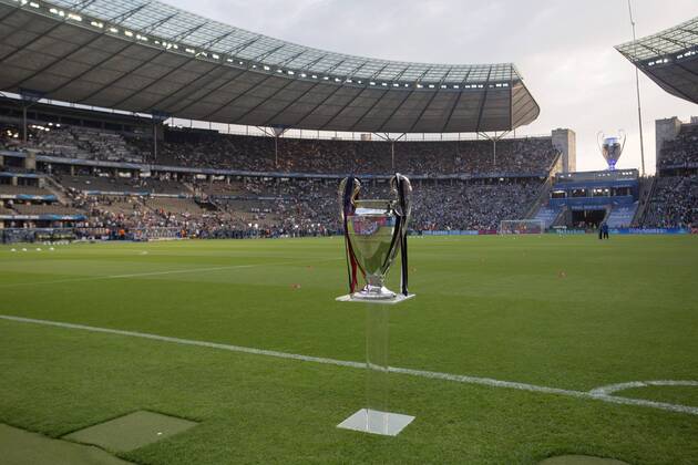 The Champions League trophy on display - Juventus Turin vs. FC Barcelona - Champion s League Final - Olympic Stadium - Berlin - Germany - 06 06 2015 Pic Philip Oldham Sportimage EDITORIAL USE ONLY. No use with unauthorised audio, video, data, fixture lists, club league logos or live services. Online in-match use limited to 120 images, no video emulation. No use in betting, games or single club league player publications.
