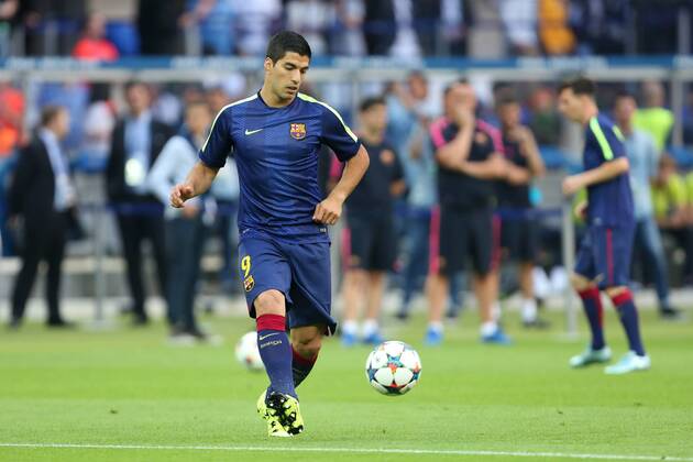 Luis Suarez of Barcelona during warm up - Juventus Turin vs. FC Barcelona - Champion s League Final - Olympic Stadium - Berlin - Germany - 06 06 2015 Pic Philip Oldham Sportimage EDITORIAL USE ONLY. No use with unauthorised audio, video, data, fixture lists, club league logos or live services. Online in-match use limited to 120 images, no video emulation. No use in betting, games or single club league player publications.