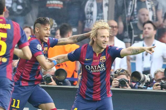 Ivan RAKITIC, Barca 4 Torjubel, Jubel nach dem Tor zum 1-0 mit NEYMAR, Barca 11 FC Barcelona Barca - JUVENTUS TURIN ( - ) Fussball UEFA Champions League, Finale, im Olympiastadion Berlin, Deutschland am 06.06.2016 CL Saison 2014 2015