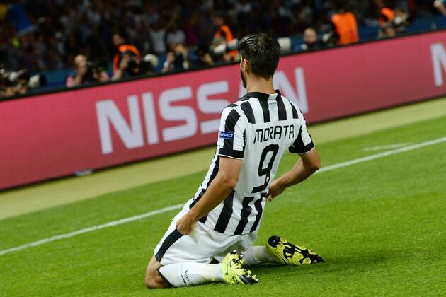 Berlin - Fußball - Champions League Finale Juventus Turin vs. FC Barcelona (Barca) - Torjubel Alvaro Morata 