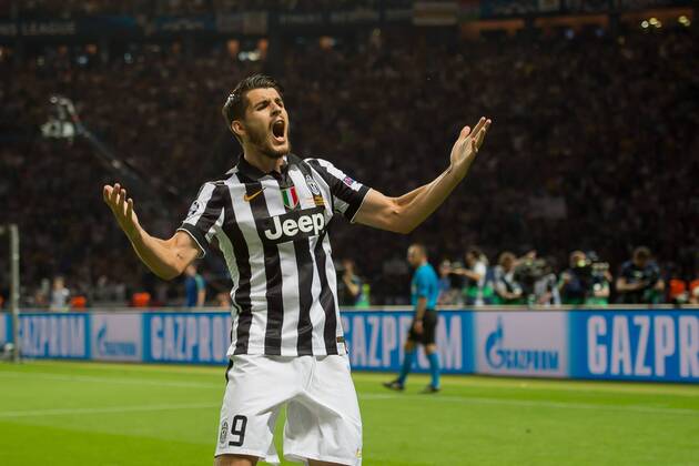 Samstag 06.06.2015, Fussball, Saison 2014 2015, UEFA Champions League Finale 2015 in Berlin, Juventus Turin - FC Barcelona Barca Alvaro MORATA (Turin) jubelt nach seinem treffer zum 1:1 DeFodi001