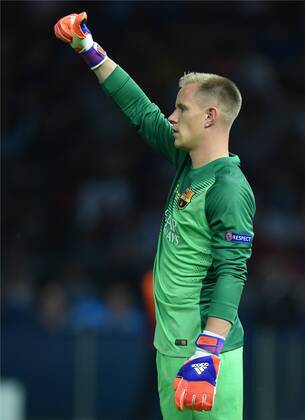 FUSSBALL CHAMPIONS LEAGUE FINALE SAISON 2014 2015 Juventus Turin - FC Barcelona Barca 06.06.2015 Daumen hoch: Torwart Marc Andre ter Stegen (FC Barcelona) 