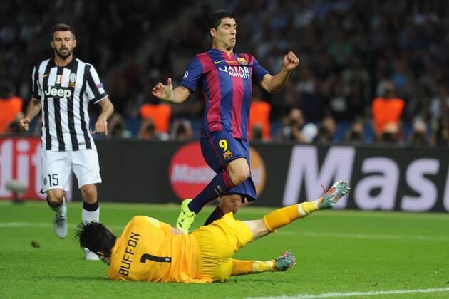 FC Barcelona Barca Forward, Luis Alberto Suarez Diaz - LUIS SUAREZ, number 9 . Juventus Goalkeeper, Gianluigi Buffon - Buffon, number 1. Juventus Defender, Adrea Barzagli - BARZAGLI, number 15. Round FINAL of the CHAMPIONS league soccer match between Juventus - FC Barcelona at the estadio olímpico de berlín olympischer platz berlín alemania estadium Berlin - Deutchland by June 6 2015. 