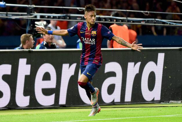 06.06.2015, xjhx, Fussball Champions League, Juventus Turin - FC Barcelona Barca v.l. Neymar (FC Barcelona) jubeln jubelt Abseitstor