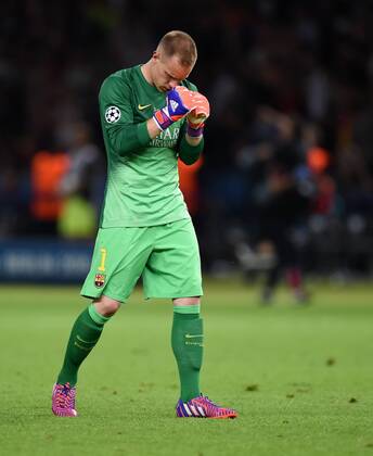 FUSSBALL CHAMPIONS LEAGUE FINALE SAISON 2014 2015 Juventus Turin - FC Barcelona Barca 06.06.2015 Torwart Marc Andre ter Stegen (FC Barcelona) jubelt nach dem 1:2 