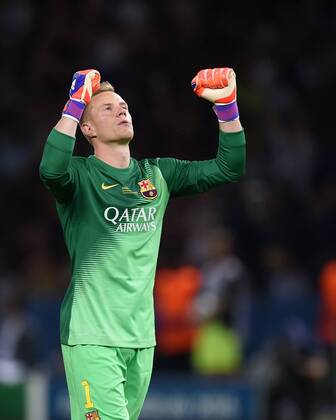 FUSSBALL CHAMPIONS LEAGUE FINALE SAISON 2014 2015 Juventus Turin - FC Barcelona Barca 06.06.2015 Torwart Marc Andre ter Stegen (FC Barcelona) jubelt nach dem 1:2 