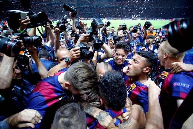 SOCCER - CL, Barcelona vs Juventus BERLIN,GERMANY,06.JUN.15 - SOCCER - UEFA Champions League Final, FC Barcelona Barca vs Juventus Turin. Image shows the rejoicing of Barcelona. GEPAxpictures xMathiasxMandl