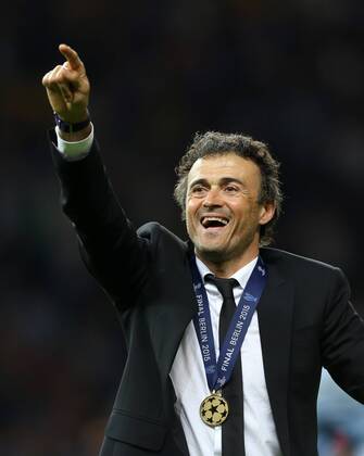 Trainer Luis Enrique Martinez Freude Emotion jubelnd Jubel nach Spielende Pokalsieger Pokalgewinner Sieger Gewinner Fußball Fussball UEFA Championsleague Finale Saison 2014 2015 06.06.2015 Juventus Turin Juve vs. FC Barcelona Barca Barca