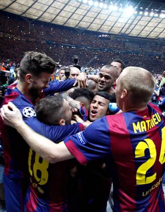 SOCCER - CL, Barcelona vs Juventus BERLIN,GERMANY,06.JUN.15 - SOCCER - UEFA Champions League Final, FC Barcelona Barca vs Juventus Turin. Image shows the rejoicing of Barcelona. GEPAxpictures xMathiasxMandl
